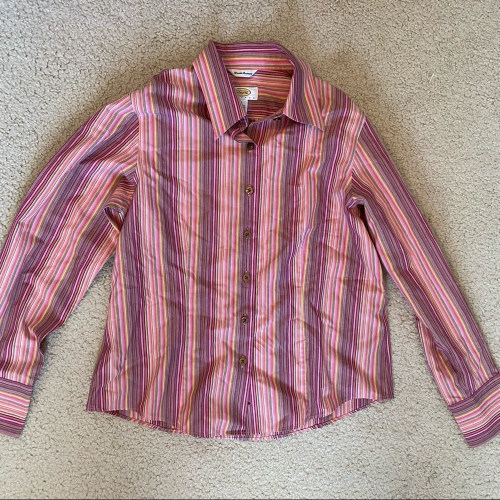 multicolor striped button up